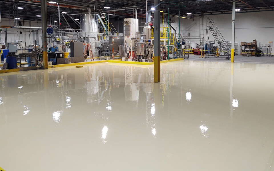 Epoxy flooring in industrial manufacturing facility